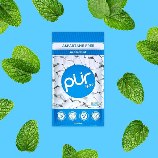 PUR gum 55 piece bag - Peppermint, 77g