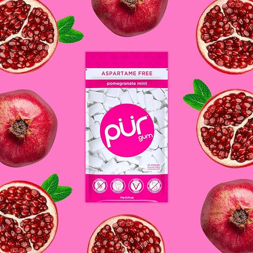 PUR gum 55 piece bag - Pomegranate Mint, 77g